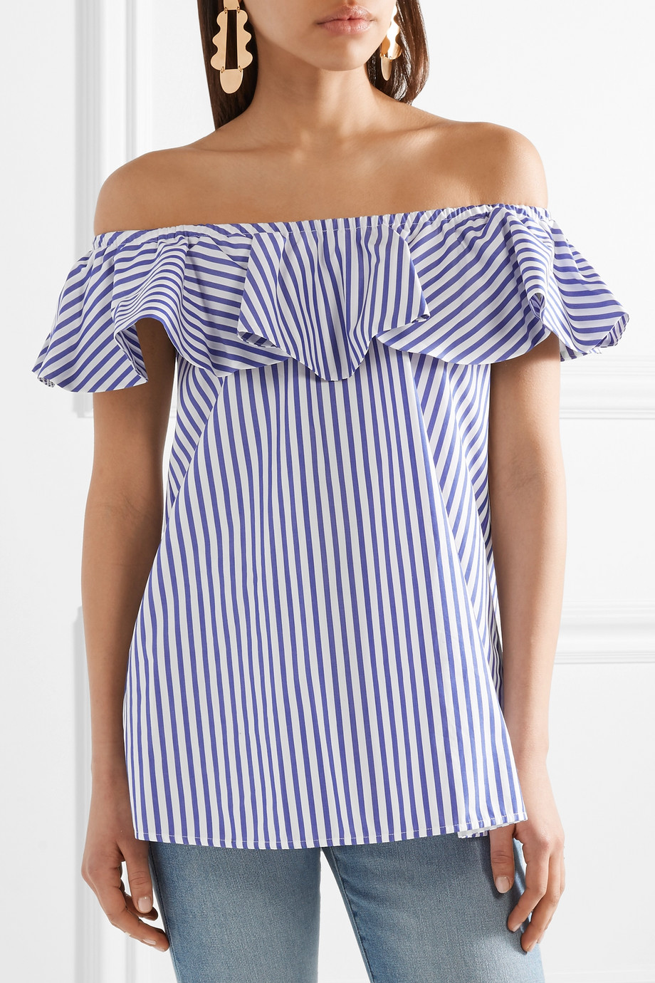 Блузка с открытыми плечами MDS Stripes для женщин